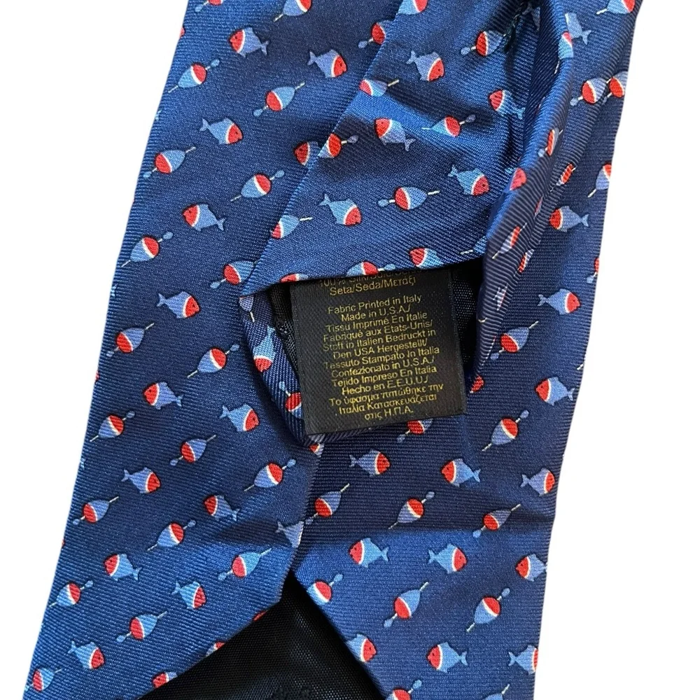 Brooks Brothers Makers And Merchants Tie Blue With Red & Blue Fish &‎ Bobbers